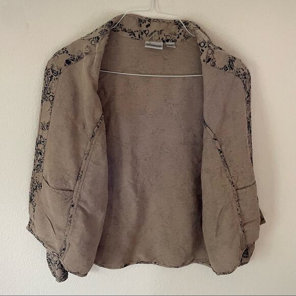 CHICO’S Silk Textured Eclectic Grandma-Style Abstract Jacket Vintage Core Layer - Picture 7 of 11